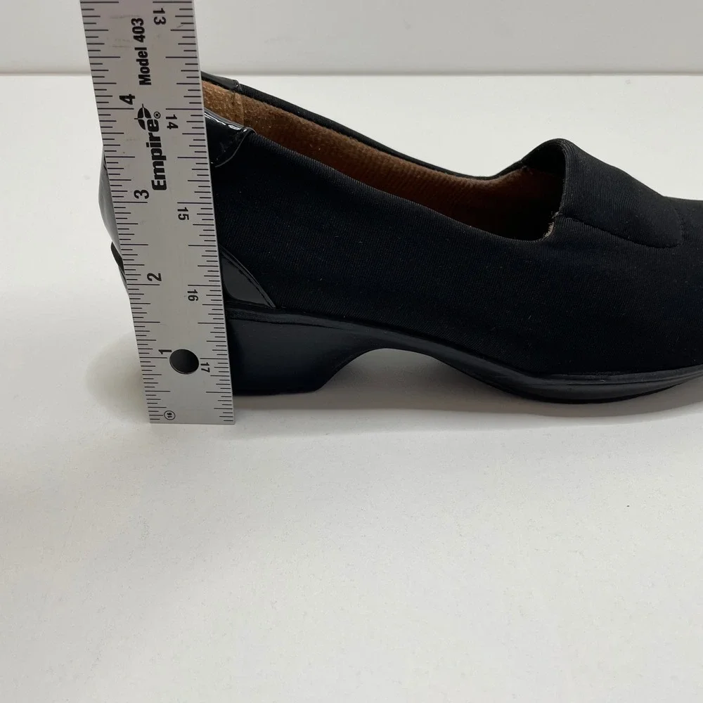 Basic Editions Glenda Black Fabric Low Block Heel Pumps Womens 8.5M Office Prep